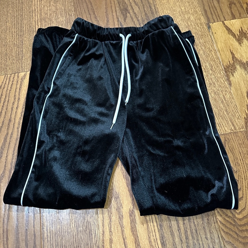 ! Forever 21 Y2K 2000s Sporty Black Velvet High Rise Jogger Pants Women Size S